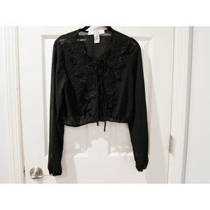 LDC Black Lace-Up Bohemian Top